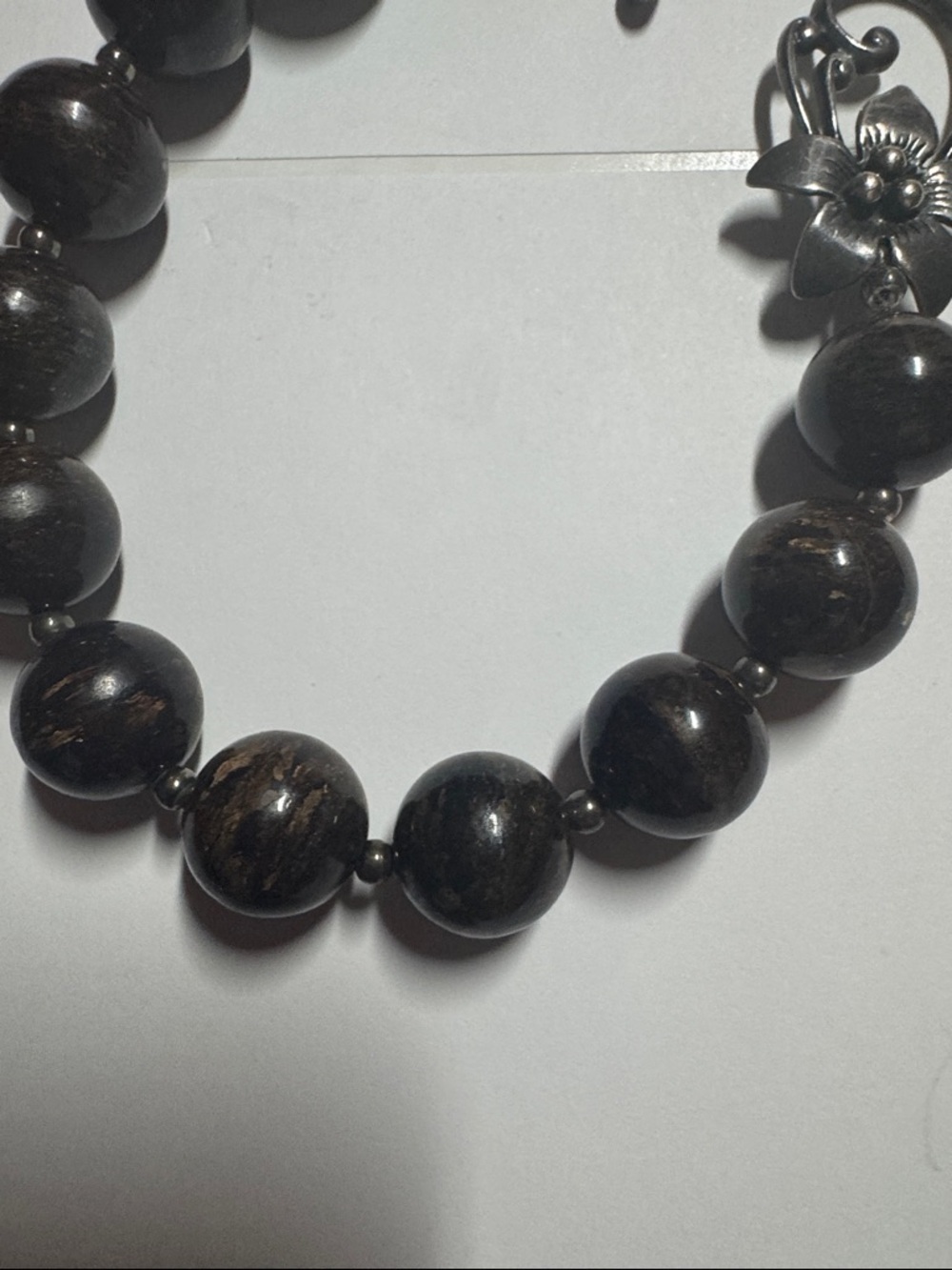 Silpada .925 sterling silver bronzite bracelet with floral clasp - Picture 4 of 4